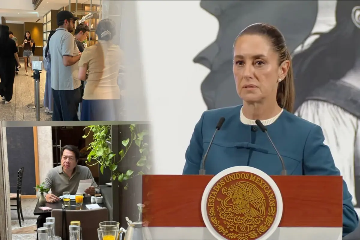 Claudia Sheinbaum, Andrés López Beltrán y Mario Delgado. Foto: X (@ClaudioOchoaH) / Captura de pantalla (@ClaudiaSheinbaumP)
