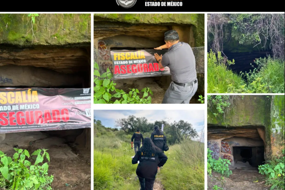 Cuevas del cerro de la Condesa en el Edomex. Foto: X (@FiscaliaEdomex)