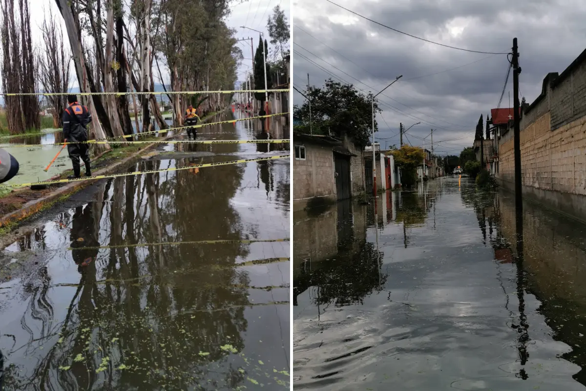 Canal inundan calles en Tláhuac. Foto: Luis Antonio Alfaro