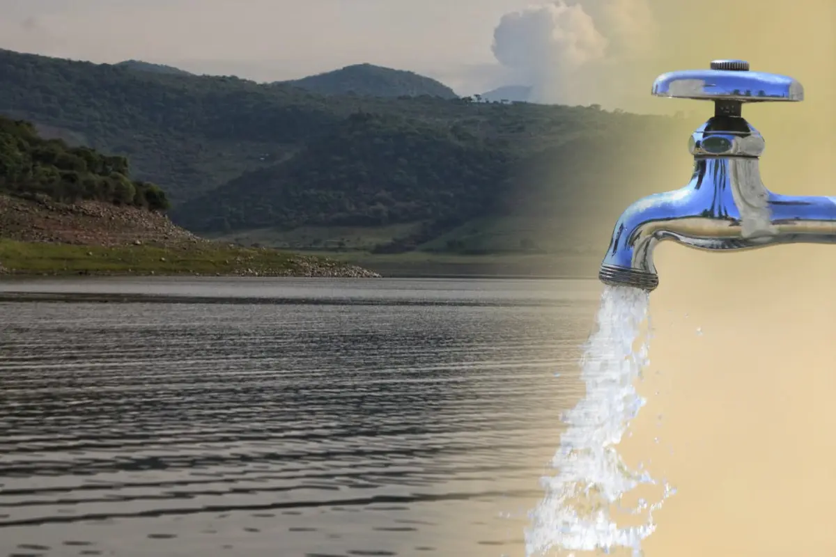 Presa del Sistema Cutzamala y llave de agua. Foto: @SEGIAGUA | Canva