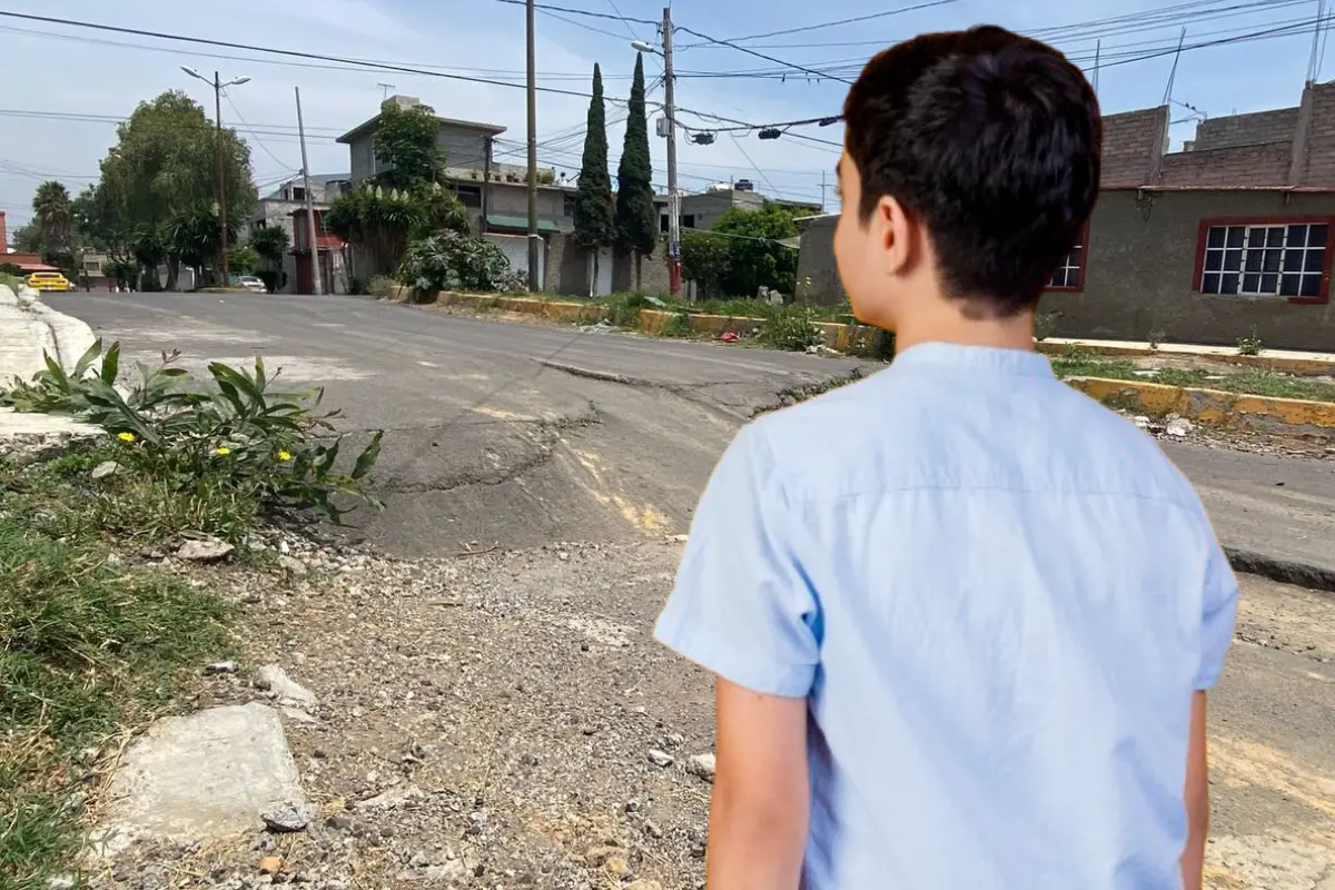 Calles de Tláhuac y niño de espaldas. Foto: Google maps y Freepik | Canva