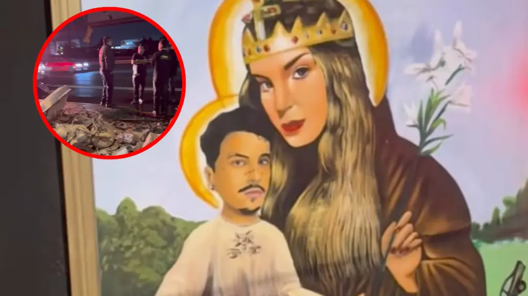 VIDEO | Coche se estrella en Metepec y cuadro de "Santa Belinda" sobrevive, así reaccionó la cantante