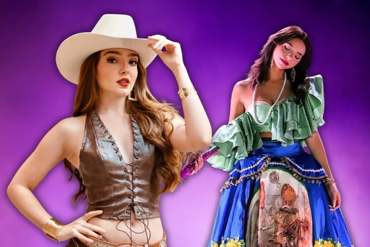 Elaine Haro critica a Ángela Aguilar por desafinar en sus canciones (Foto: @elaineharomusic, @angela_aguilar_ / Canva)