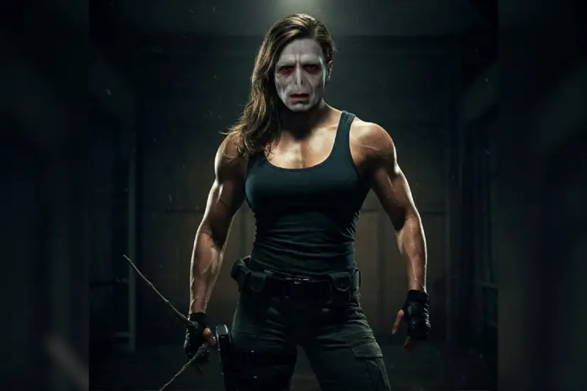 La fusión de Sarah Connor y Voldemort cobra vida en una impresionante representación visual creada por inteligencia artificial. Foto: Meta AI