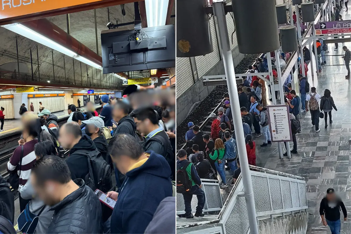 Personas esperando en los andenes de las Líneas 7 y A del Metro de CDMX. Foto: X (@danavenegas31) | X (@hortega_j3zz)