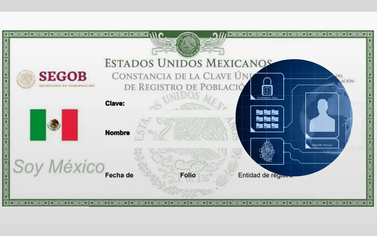 CURP e imagen de datos biométricos. Foto: Consulado de México / Canva
