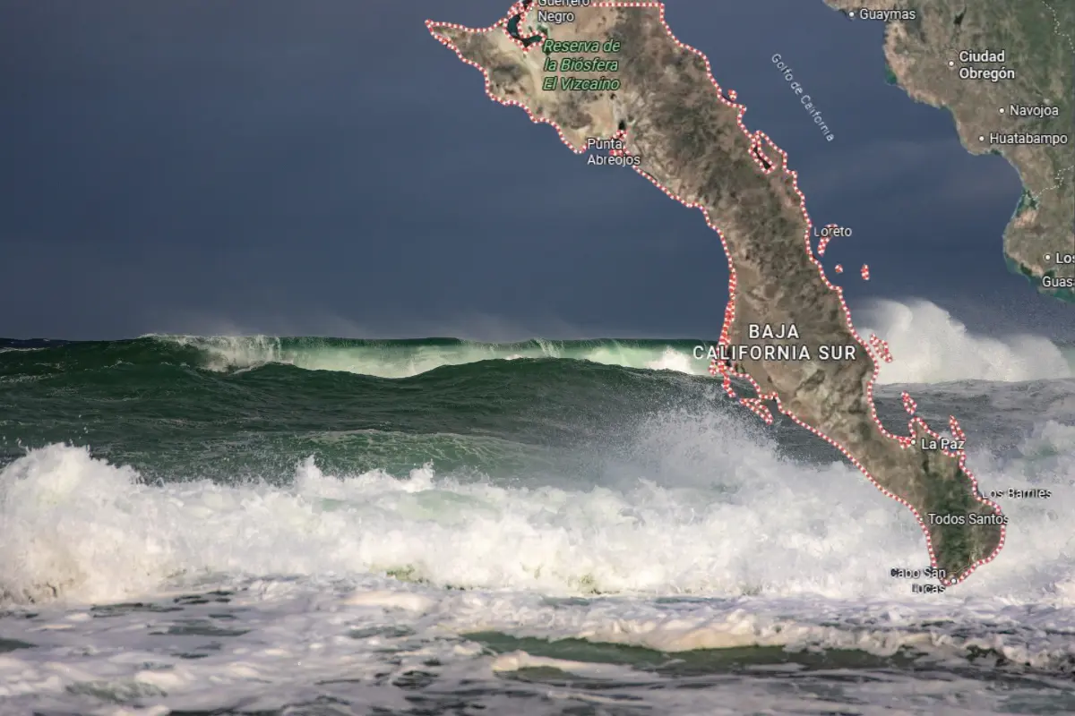 Alertan por tsunami en la costa occidental de Baja California Sur. Foto Ilustrativa: Canva | Google Maps.