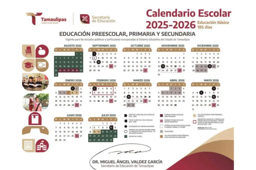 Calendario de Educación Básica ciclo escolar 2025 - 2026 | Foto:
