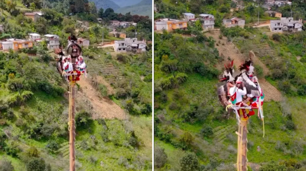 VIDEO | Voladores de Papantla sufren incidente a 20 metros de altura