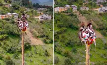 VIDEO | Voladores de Papantla sufren incidente a 20 metros de altura
