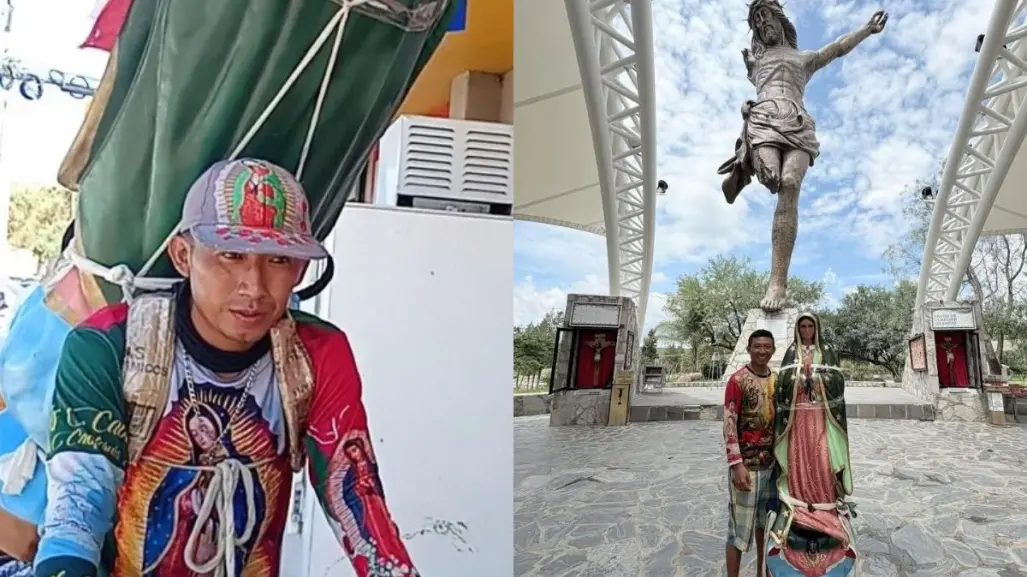 Joven recorre México en bici para llevar a la Virgen de Guadalupe hasta Los Cabos