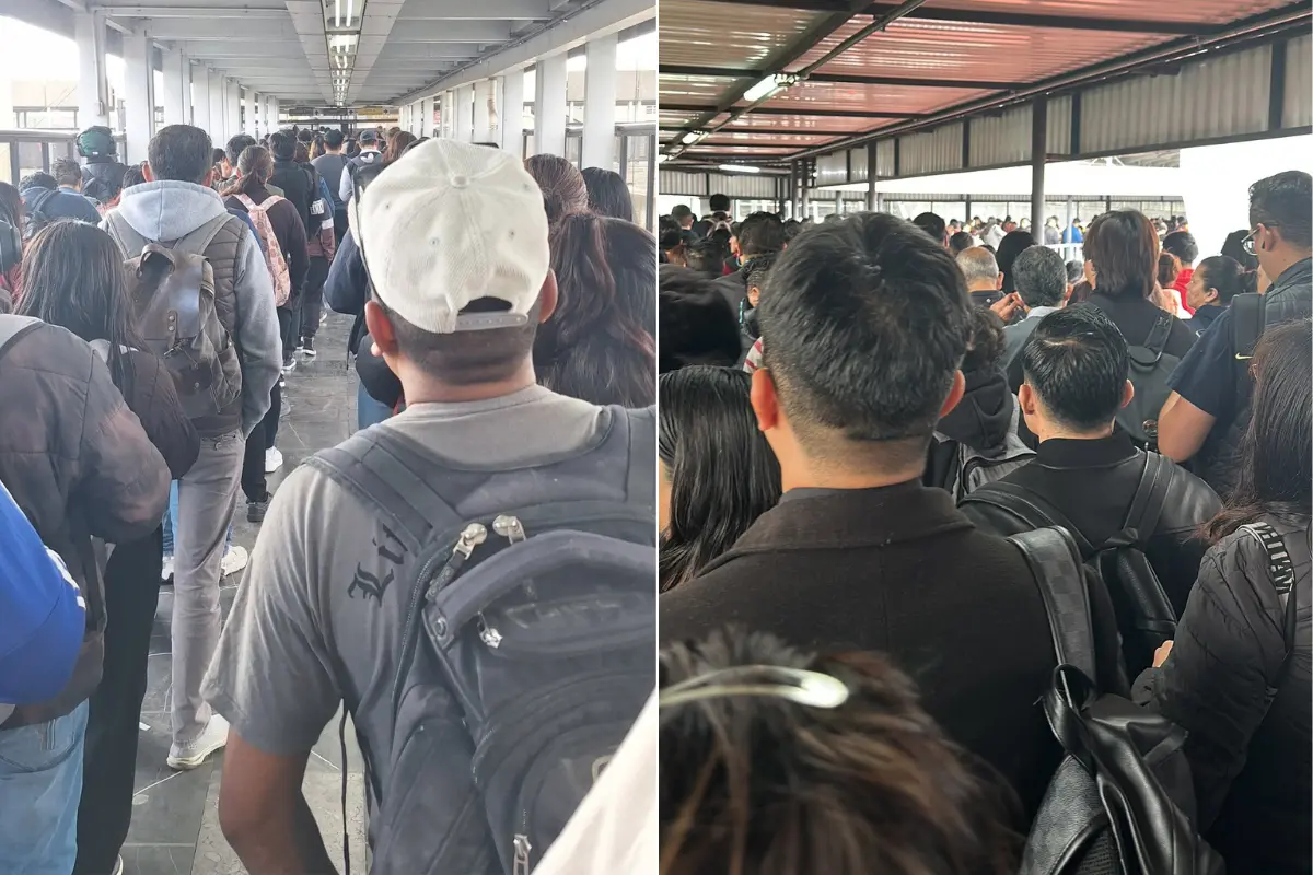 Personas esperando entrar al Metro de CDMX. Foto: X (@Suusy_Vazquez) | X (@elsaidedu)