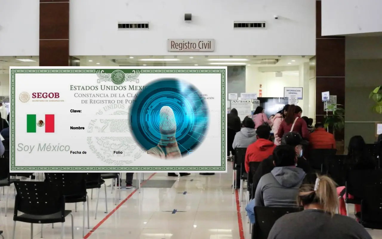 Oficina de Registro Civil, CURP y huella digital. Foto: Consulado de México / Gobierno del Estado de Chihuahua / Canva