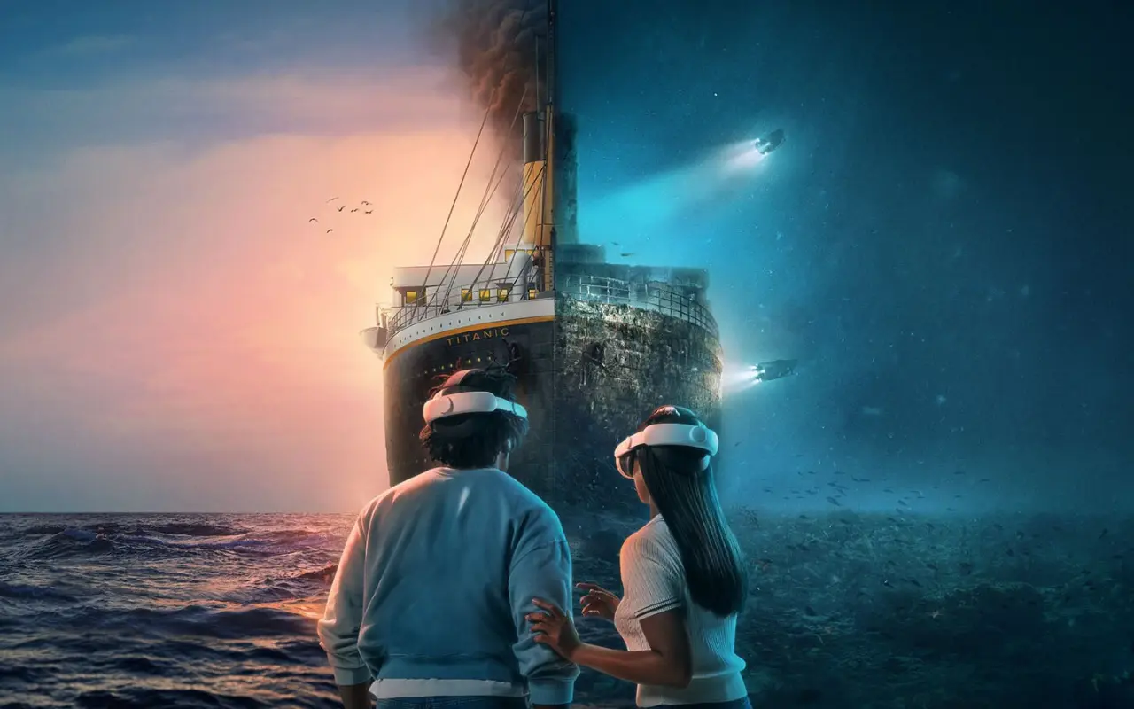 Dos personas en una experiencia inmersiva. Foto: FB/ Titanic VR (Canva)