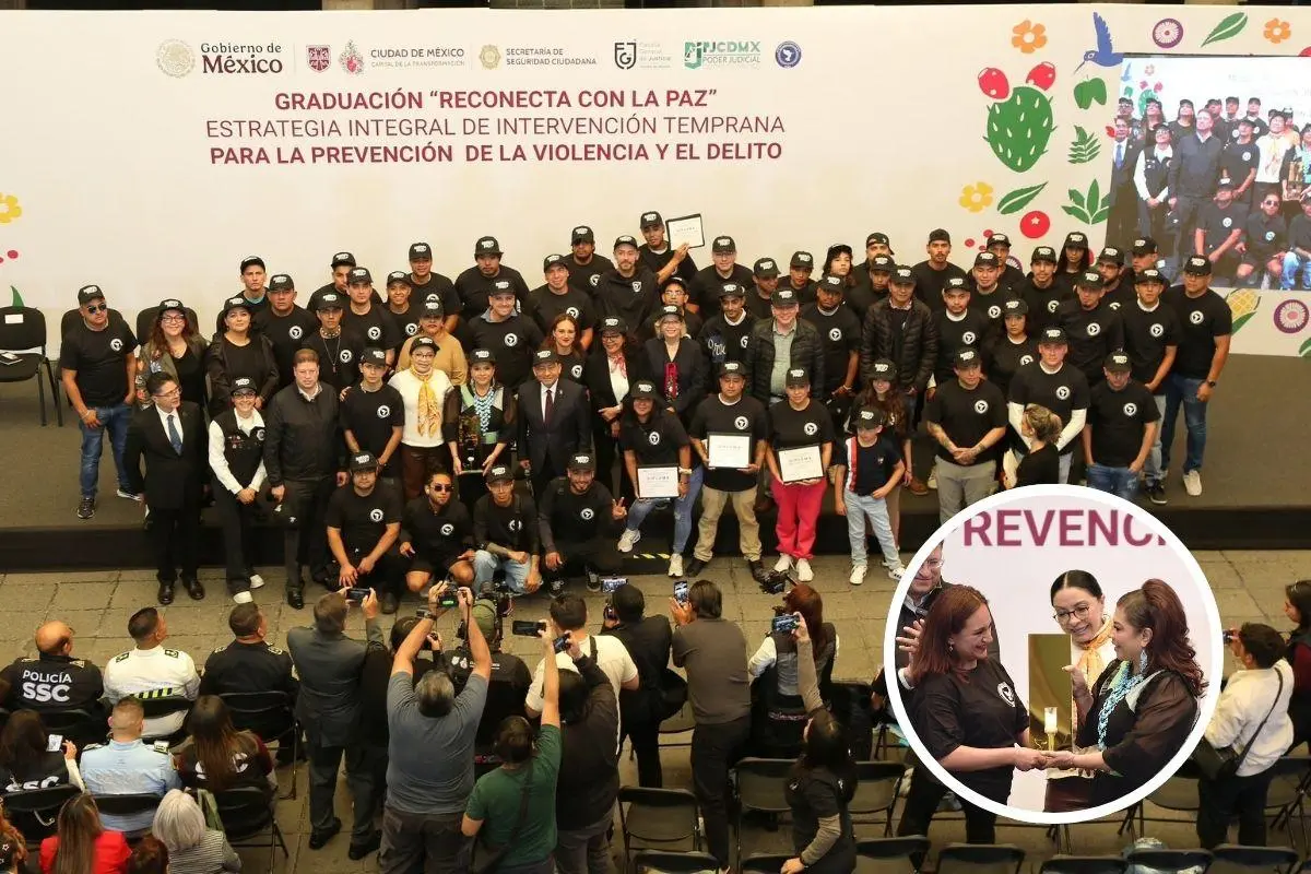 Clara Brugada en presentación del programa ‘Reconecta por la Paz’.     Foto: Gobierno CDMX | Canva