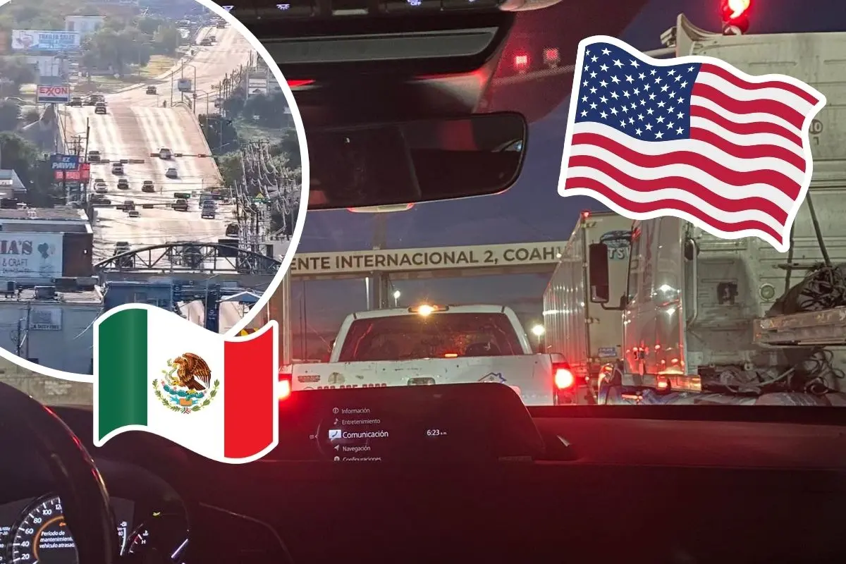 Cruce fronterizo en Piedras negras este 1 de agosto, así esta el flujo vehicular / Foto: Paola Gonzalez | Puentes internacionales Piedras Negras 1 y 2 | Canva