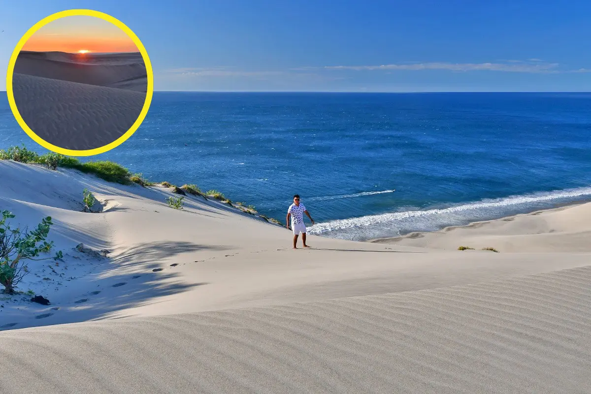 Este paraíso escondido en Oaxaca tiene dunas, mar azul y casi ningún turista. Foto: FB El Viajero de México | Canva