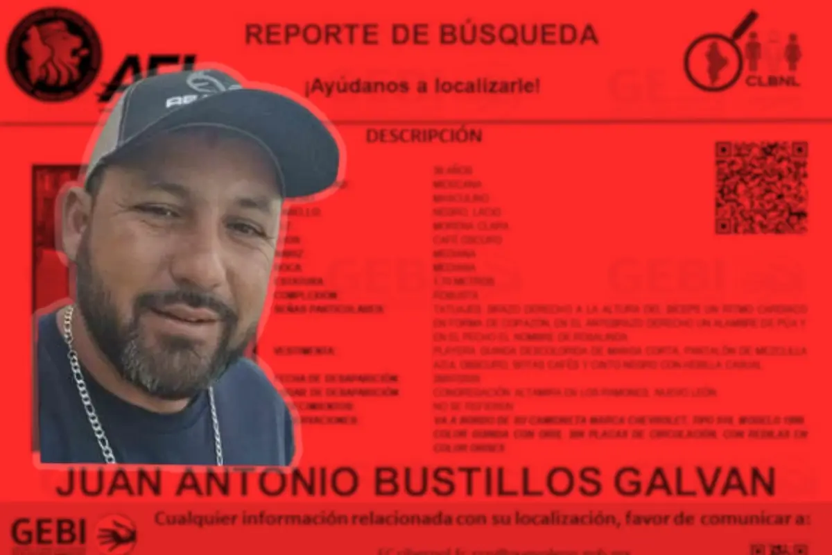 Juan Antonio Bustillos Galván desaparecido en Los Ramones. Foto:Composición Canva