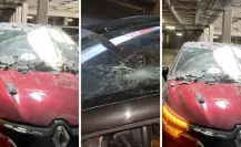 Concreto cae sobre vehículo en Plaza Adana; dueño denuncia daños I VIDEO