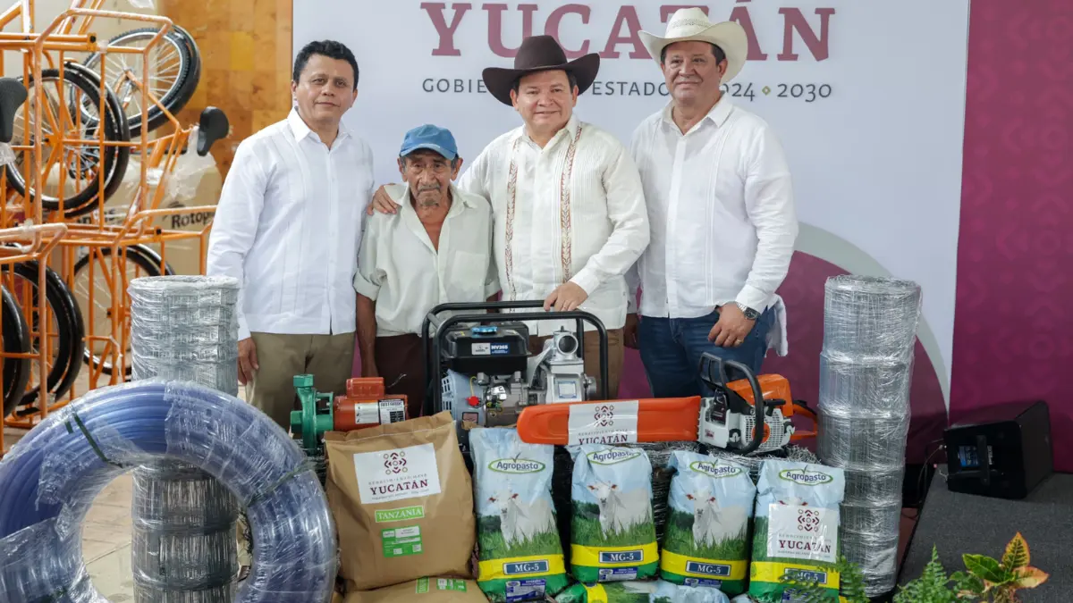 140 productores locales fueron beneficiados con la entrega de estos insumos Foto: Gobierno de Yucatán