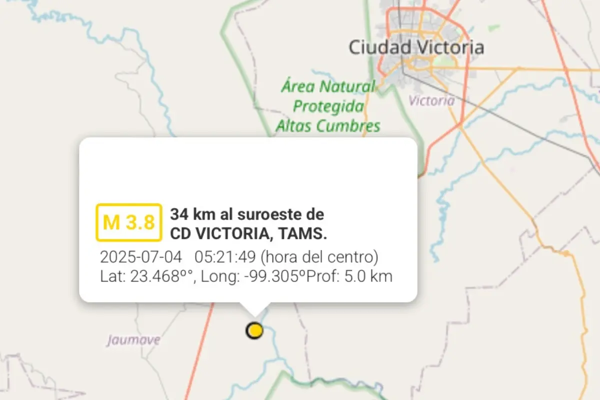 De acuerdo con información del Servicio Sismológico Nacional, durante el mes de julio que recién concluyó se registraron 5 sismos en territorio tamaulipeco. Foto: Servicio Sismológico Nacional