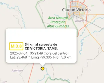 Se registraron 5 temblores en Tamaulipas durante el mes de julio