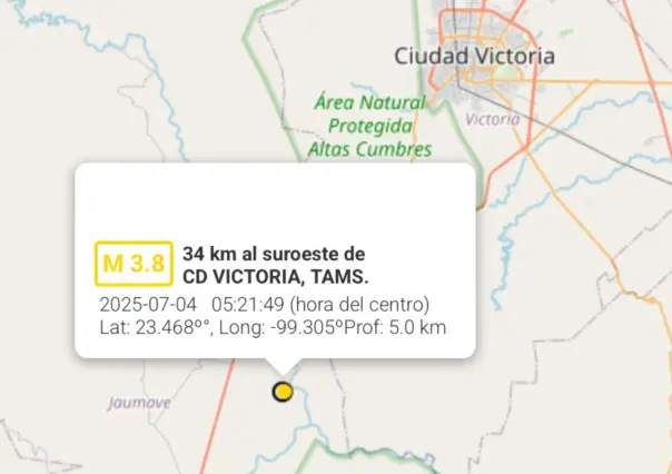 Se registraron 5 temblores en Tamaulipas durante el mes de julio