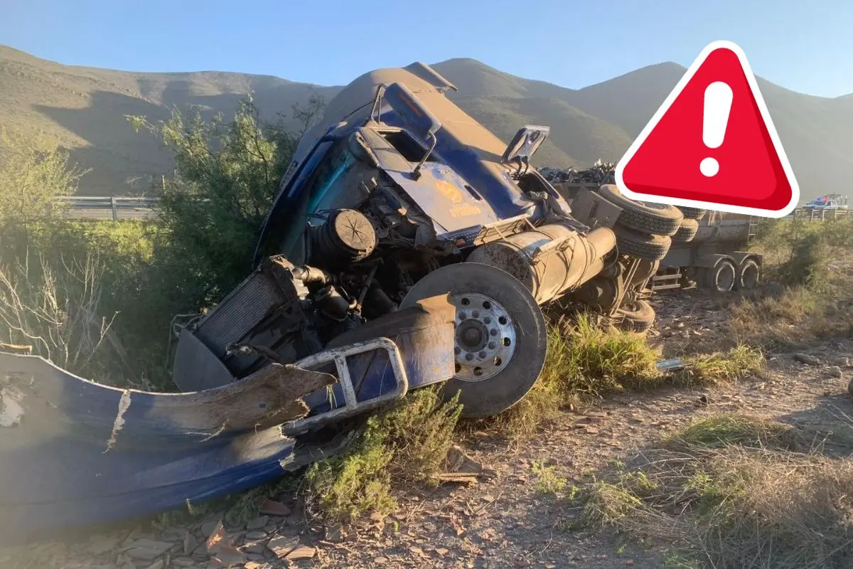 Vuelca trailer en la carretera Monterrey - Saltillo, se dirigía a Ramos Arizpe / Foto: La Noticia en Corto | Canva