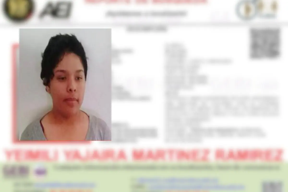 Ficha de búsqueda de la joven Foto: facebook GEBI