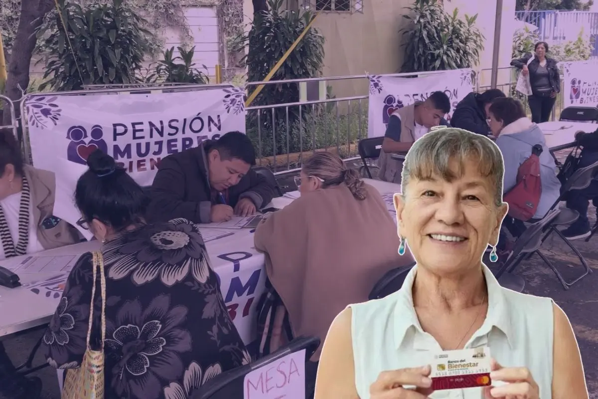 Mujer recibiendo su tarjeta Pensión Mujeres Bienestar Foto: Canva 
