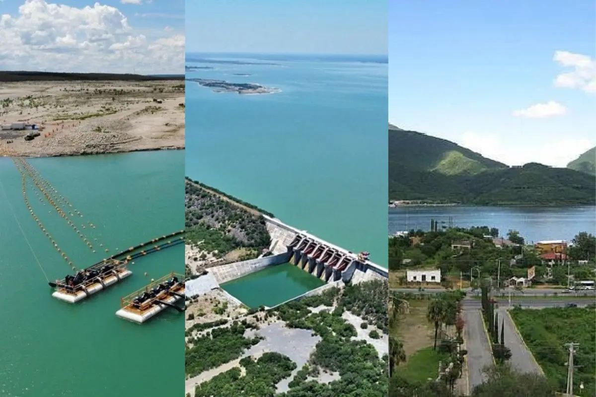 Collage de las tres presas de Nuevo León Foto: Canva