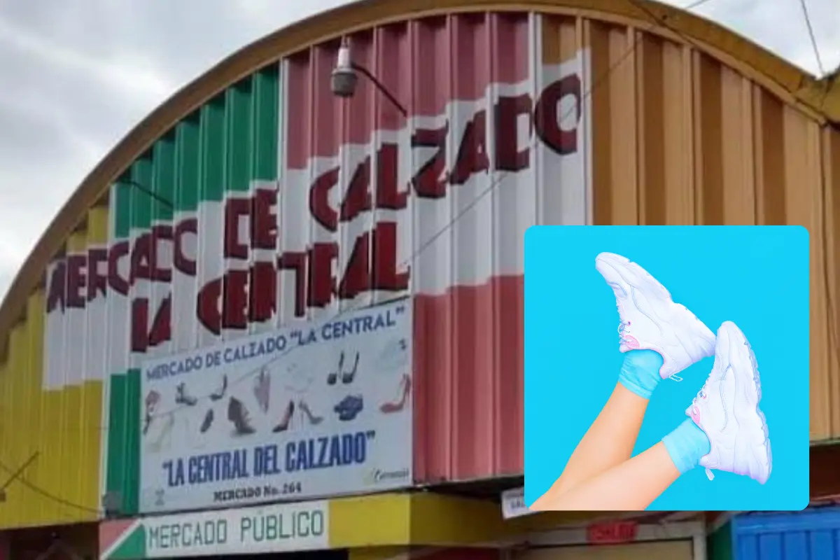 Entrada del Mercado de calzado La Central. Foto: FB Mercado de Calzado La Central | Canva