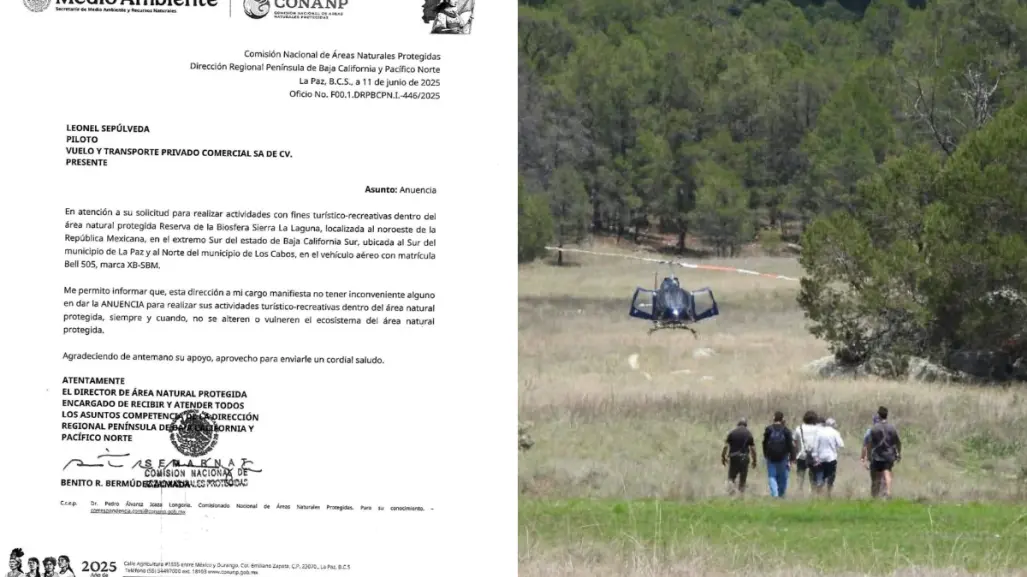 Revelan que el aterrizaje del helicóptero en Sierra de la Laguna fue autorizado por la Conanp