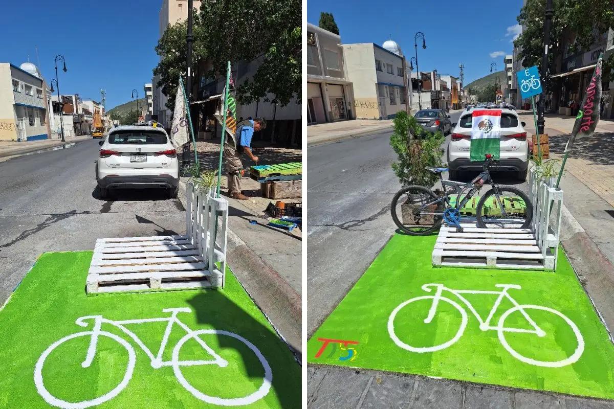 Instalan biciestacionamiento en el centro de Saltillo. Foto de Transporte Digno.