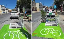 Colectivo Transporte Digno instala biciestacionamiento en el centro de Saltillo
