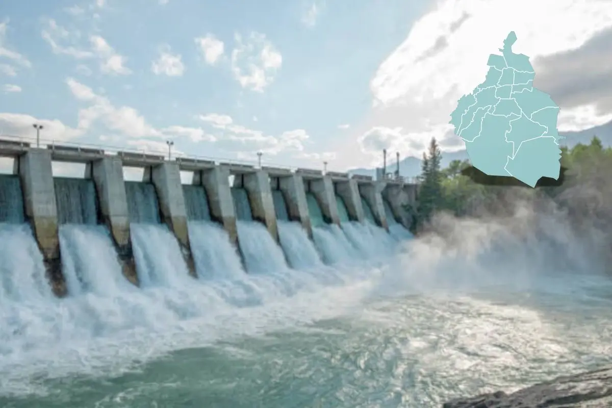 Presa de agua, mapa CDMX.   Foto: X (@AguaCapitalOrg) | Gobierno CDMX | Canva