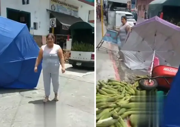 VIDEO | Nace Lady Elotes, mujer agrede a vendedor en Veracruz