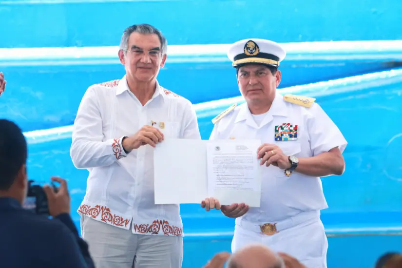 La inauguración del puerto de Matamoros fue llevada a cabo por el gobernador Américo Villarreal Anaya y autoridades marítimas. Foto: Ramón Sánchez
