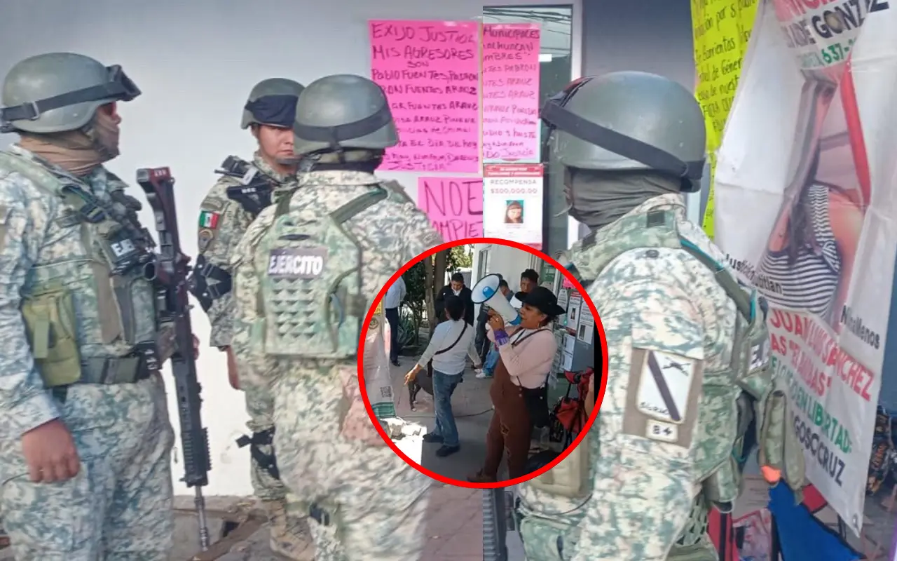 Colectiva Feminista Ehécatl protesta afuera del Ministerio público de Chimalhuacán. Foto: X/ @HalconOnce (Canva)