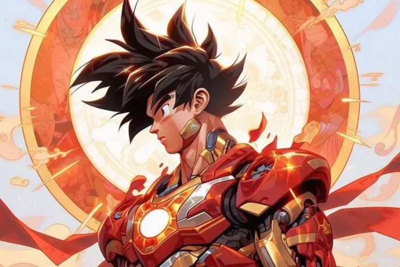 Una sorprendente fusión de Goku e Iron Man ha sido creada por la inteligencia artificial de Meta, generando expectativas entre los fans. Foto: Gemini / Meta AI