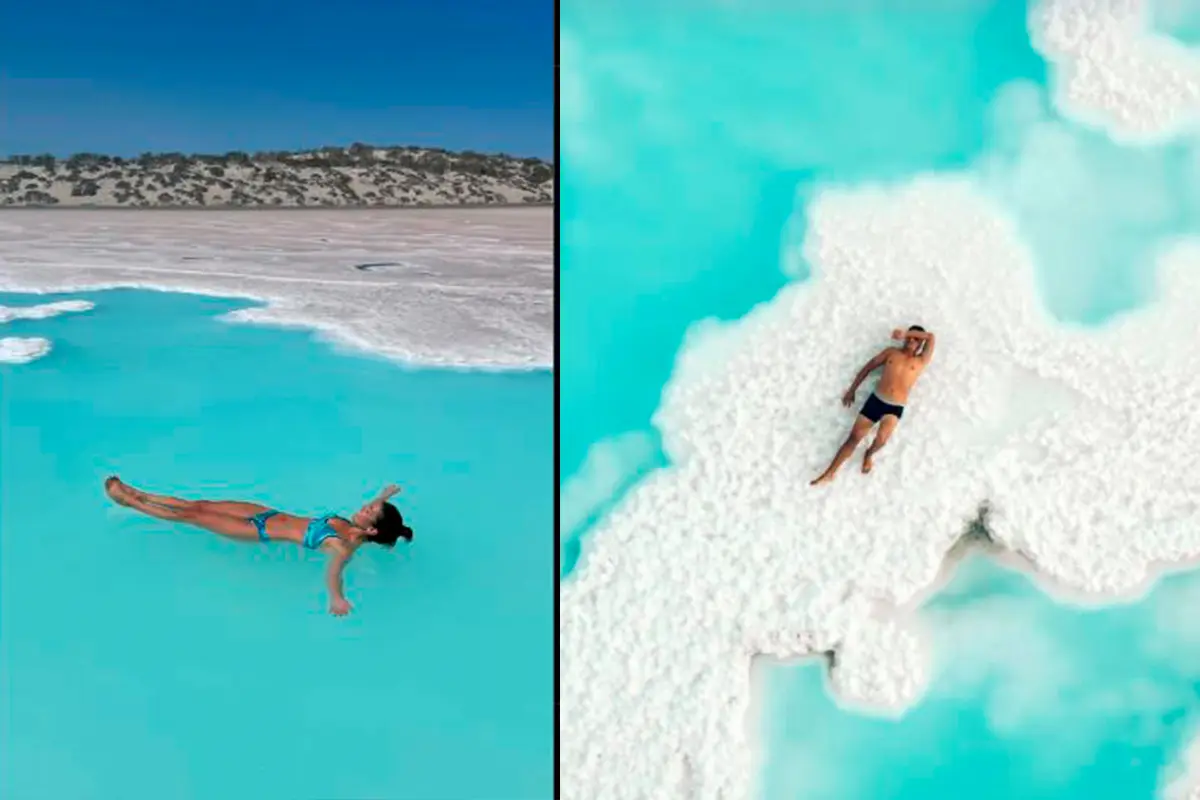 Espectuaculares paisajes en Guerrero Negro son estas pozas de agua color turquesa, que se confunde con el cielo. Fotos: Juntos X América | Aarón Ortega.