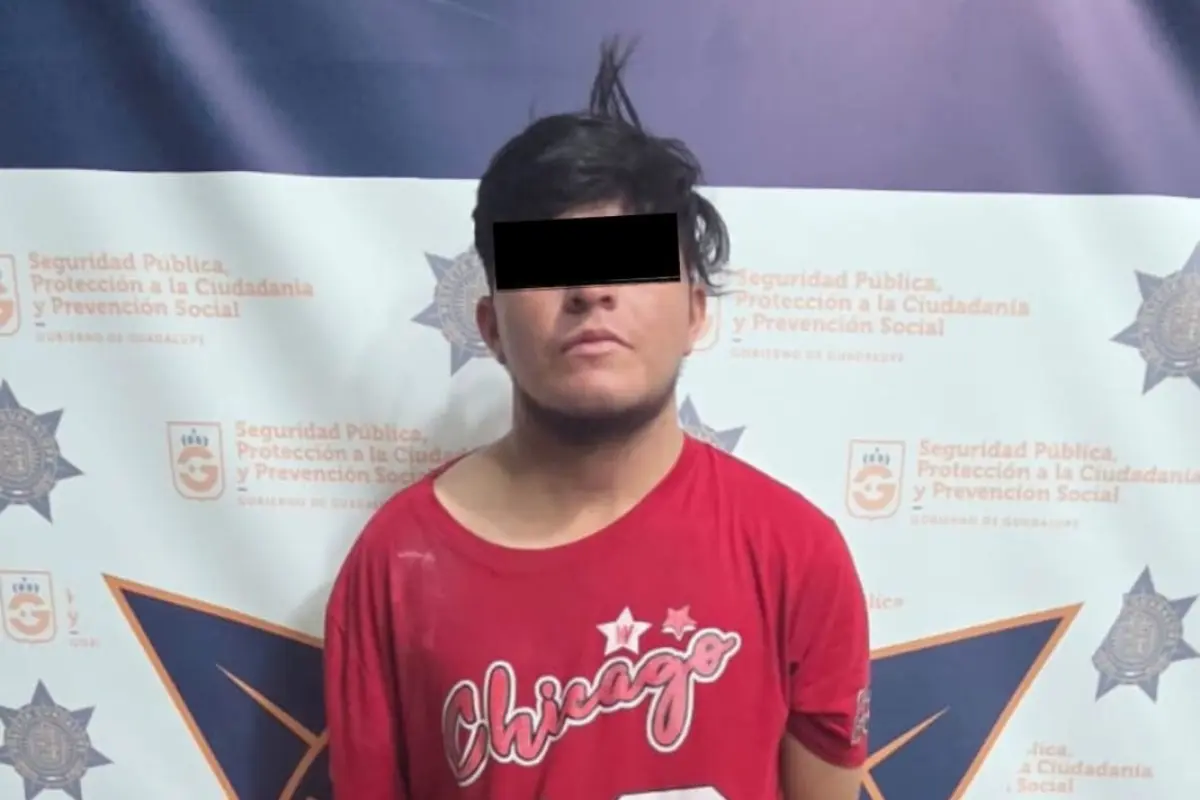 Hombre detenido en Guadalupe por agredir a su ex novia. Foto: Secretaría de Seguridad Pública, Protección a la Ciudadanía y Prevención Social de Guadalupe