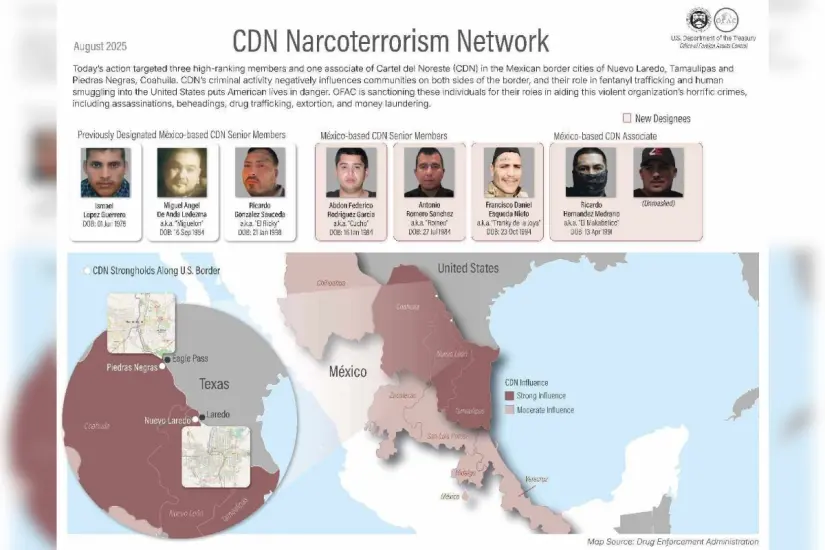 Entre las personas señaladas por el Departamento del Tesoro de Estados Unidos por vínculos con el crimen organizado se encuentra un músico tamaulipeco. Foto: Departamento del Tesoro