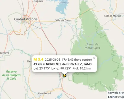 Nuevo sismo de 3.4 se registra en esta región de Tamaulipas