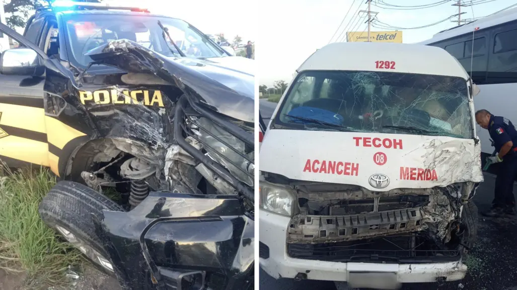 Unidad de la SSP, involucrada en un accidente en la vía Mérida-Cancún
