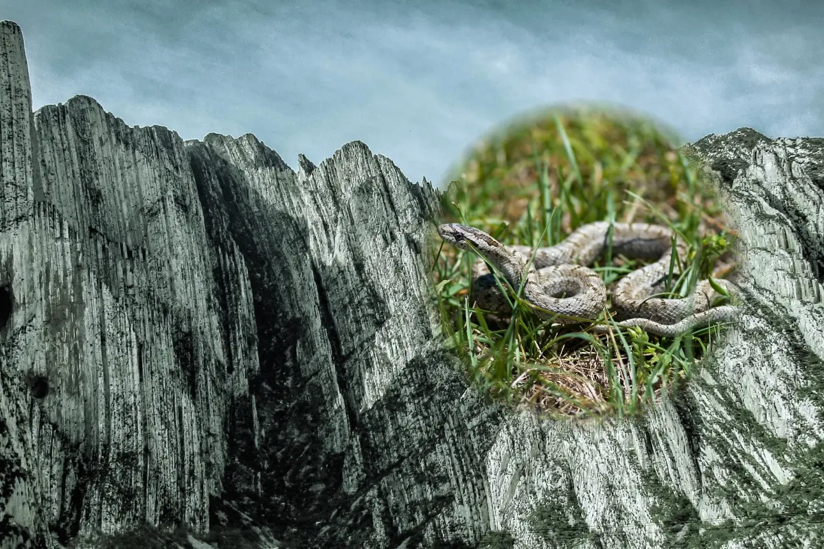 Montañas en Nuevo León y una serpiente. Foto: Canva