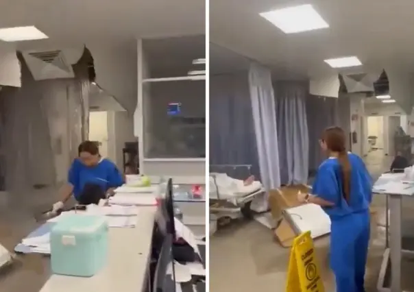 VIDEO | Techo colapsa en Hospital de Ixtapaluca y casi cae sobre un paciente