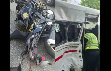 Accidente en Mérida hoy: choque entre moto de la SSP y combi deja 12 lesionados en el Centro