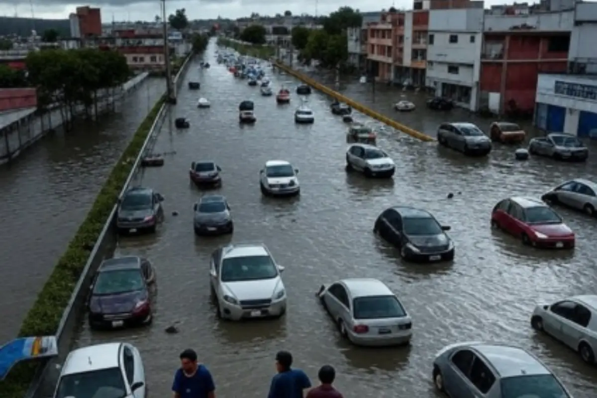 Encharcamientos por lluvias.  Foto: X (@POSTAEdomex)