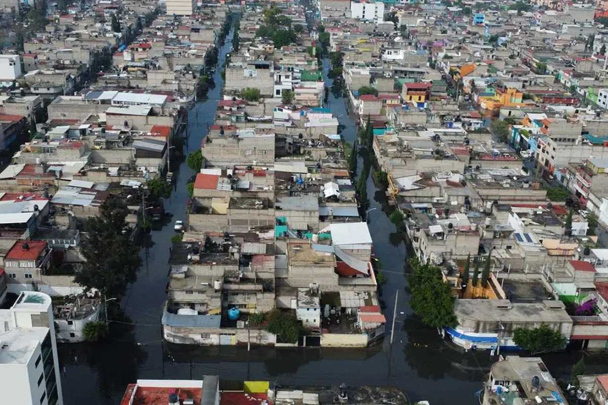 Vista aérea de inundaciones en Edomex.   Foto: Gaceta UNAM
